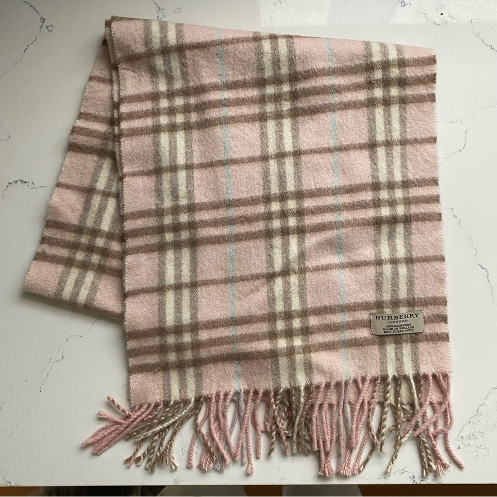 Burberry Pink and Brown Plaid Scarf